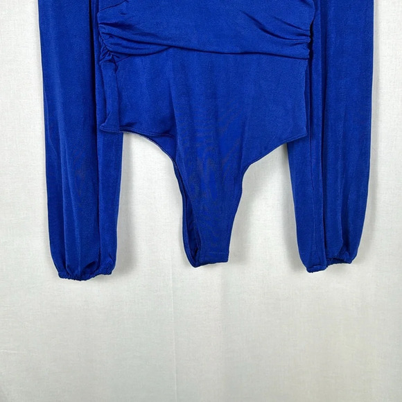 Free People Intimately In Your Arms Bodysuit Electric Blue Size M Plunging Neck - Picture 6 of 12